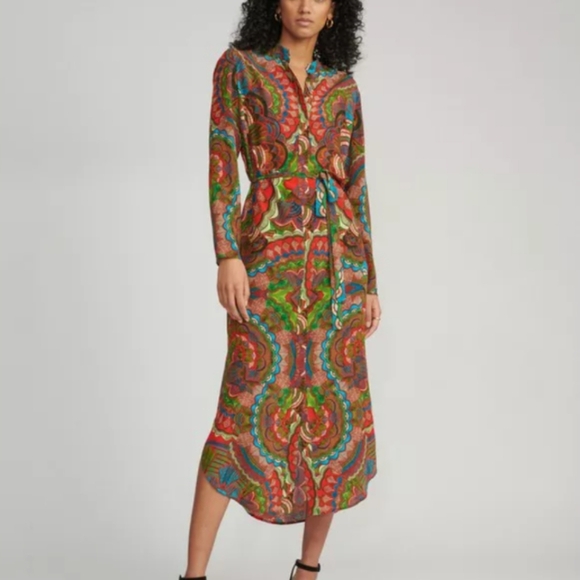 SALONI Dresses & Skirts - SALONI Multicolor Silk Paisley XS/S Midi Dress Size 2 (FR 36)